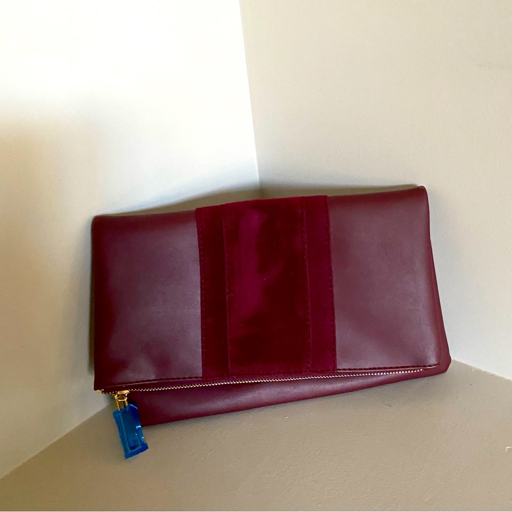 Summer + Rose Faux Leather Clutch Burgundy